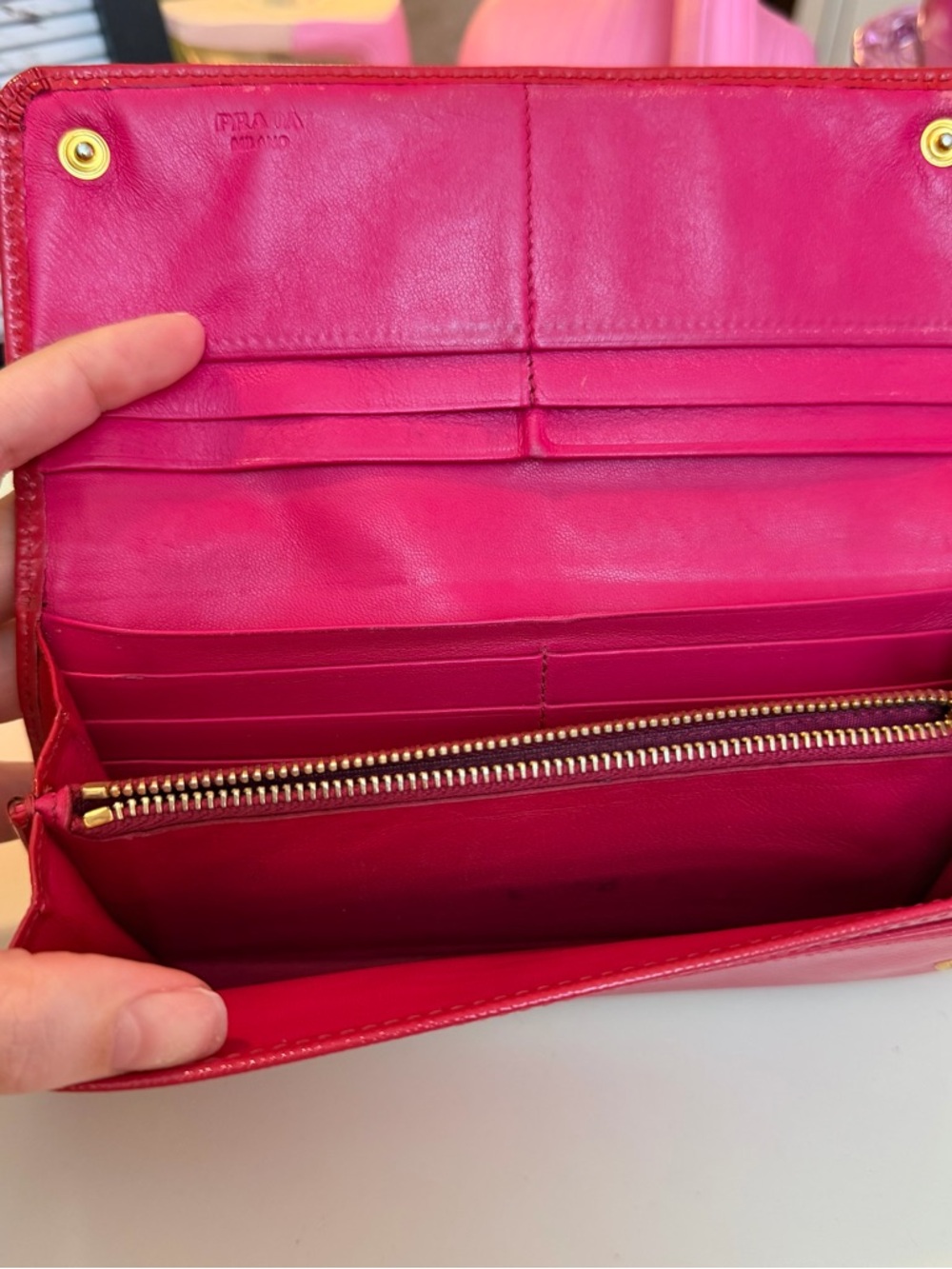 PRADA Saffiano Leather Vernice Fiocco Bow Wallet - Picture 7 of 11